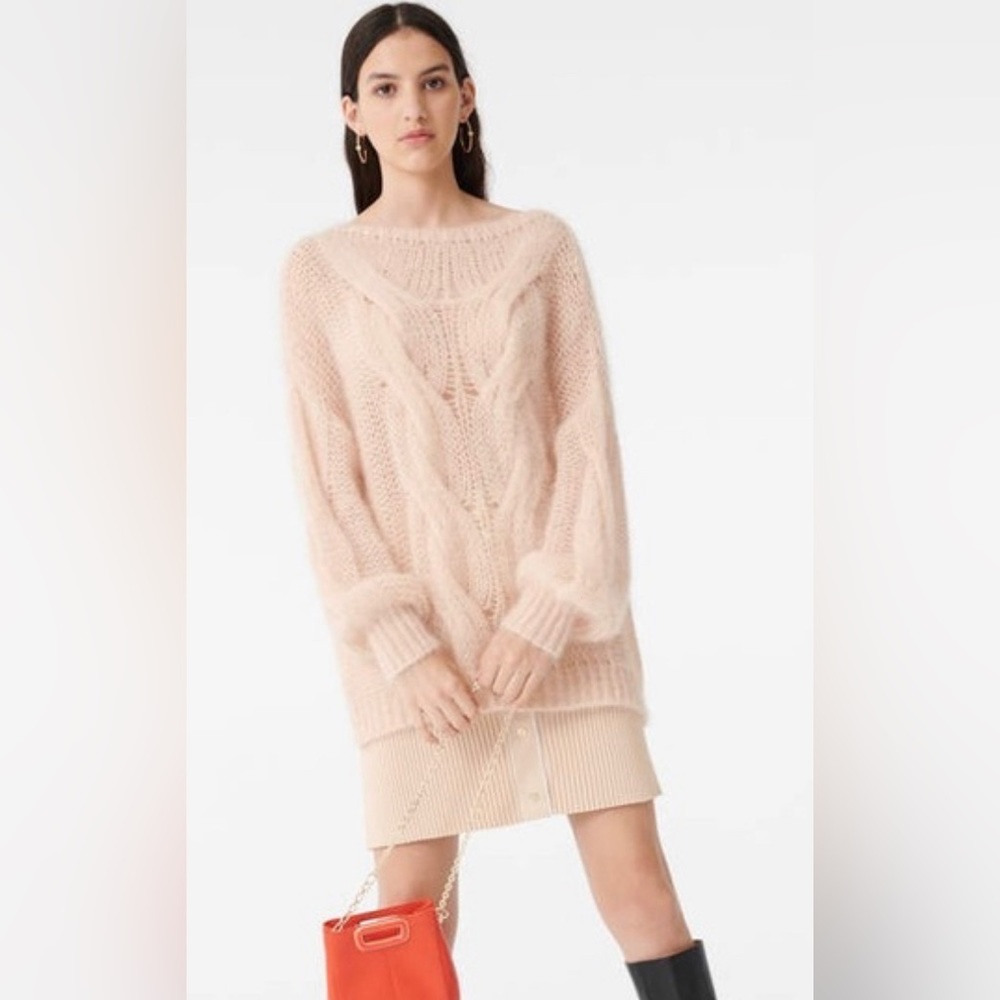 Maje Morsade Oversized Cable Knit Sweater